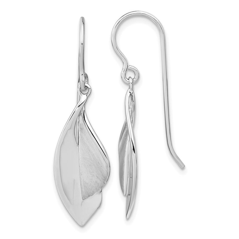 Kazi Luxury Silver Rh Plate Brushed & Polished Dangle Shephard Hook Earrings